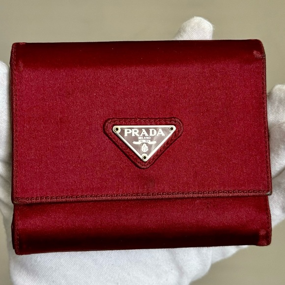 Prada Red Nylon Trifold Triangle Logo Wallet - Picture 10 of 10